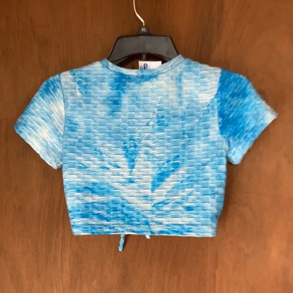 3/$12 Rue21 top Tie dye print honeycomb top w stretch & cinch string athleisure - Picture 12 of 16